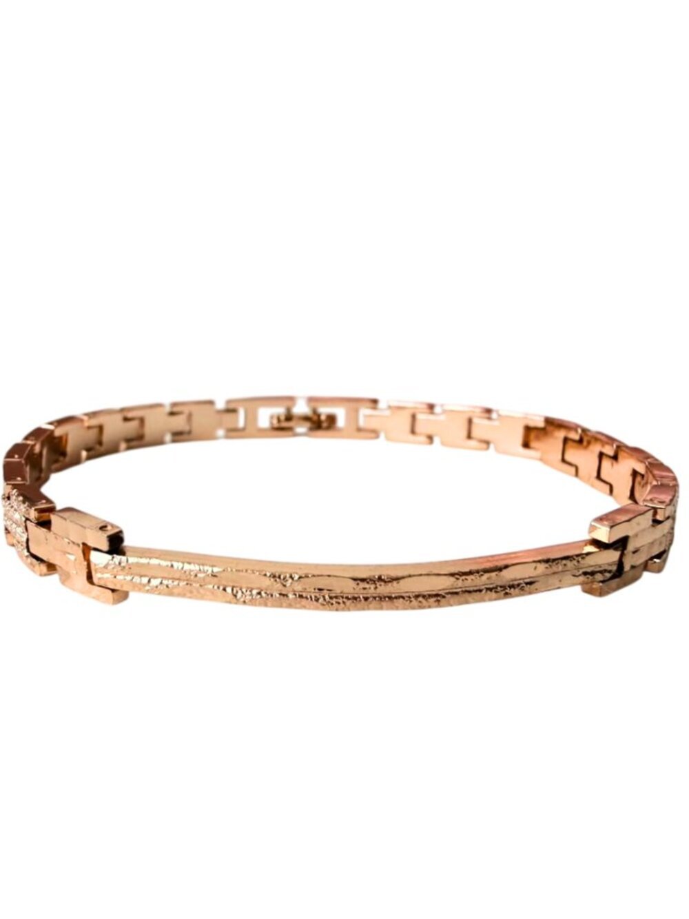 Frosted Bar Link Bracelet – Rose Gold Plated | Textured Sandblast Minimalist